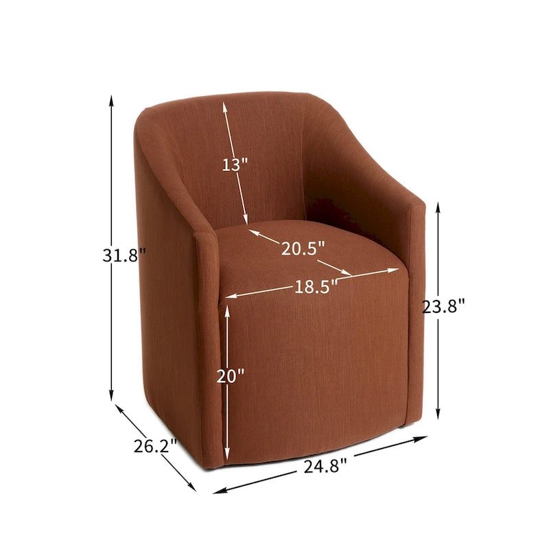 25 Performance Fabric Upholstered Rolling Dining Armchair