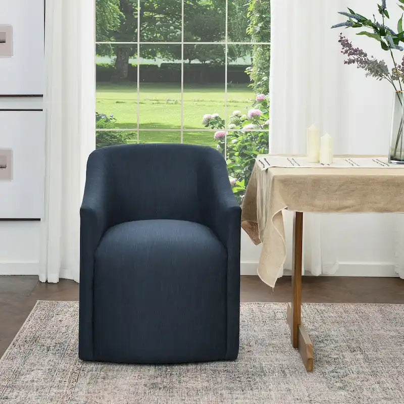 25 Performance Fabric Upholstered Rolling Dining Armchair