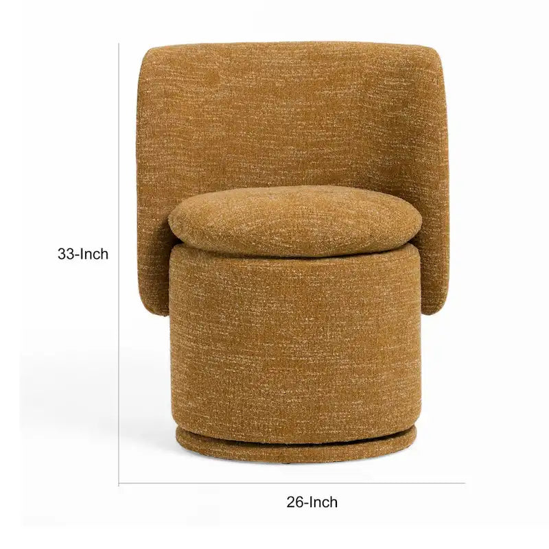 Reno Nori 26 Inch Swivel Dining Chair, Yellow Polyester, Solid Poplar Wood