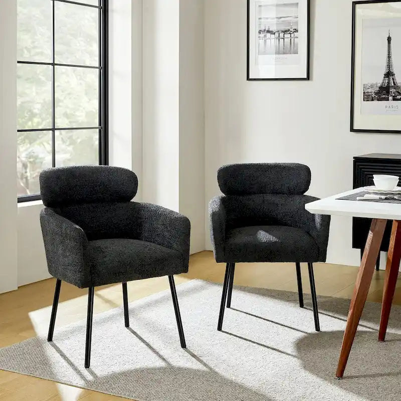 Amos Modern Boucle Dining Chair with Adjustment Feet Set of 2