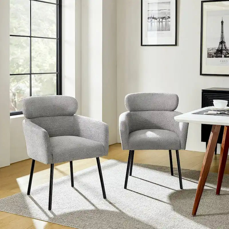 Amos Modern Boucle Dining Chair with Adjustment Feet Set of 2