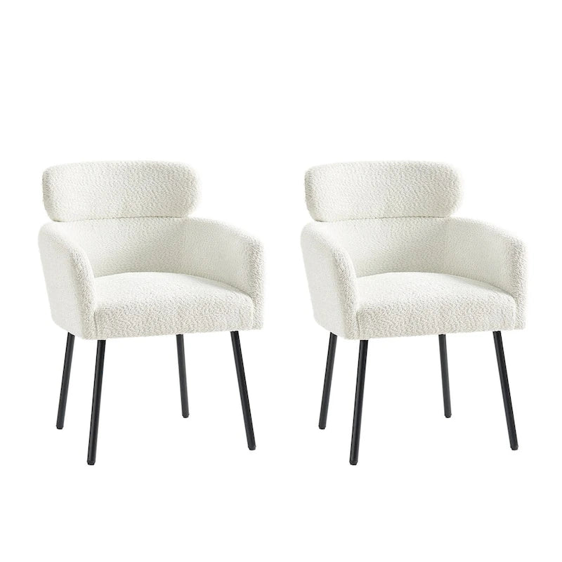Amos Modern Boucle Dining Chair with Adjustment Feet Set of 2