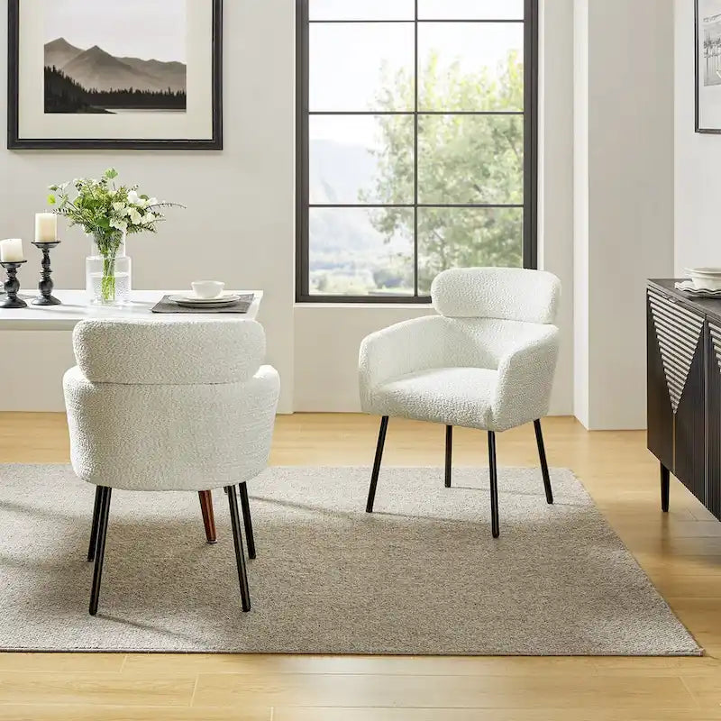 Amos Modern Boucle Dining Chair with Adjustment Feet Set of 2