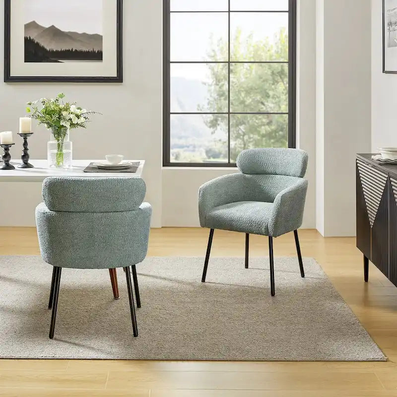 Amos Modern Boucle Dining Chair with Adjustment Feet Set of 2