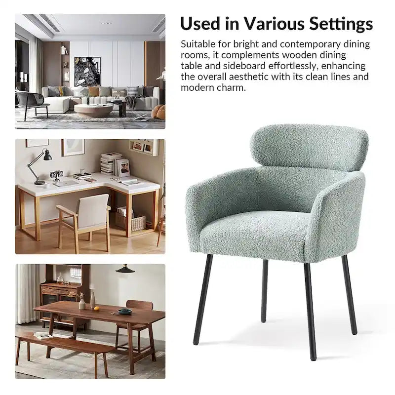 Amos Modern Boucle Dining Chair with Adjustment Feet Set of 2