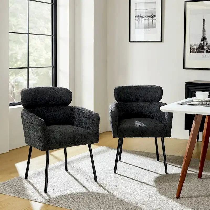 Amos Modern Boucle Dining Chair with Adjustment Feet Set of 2