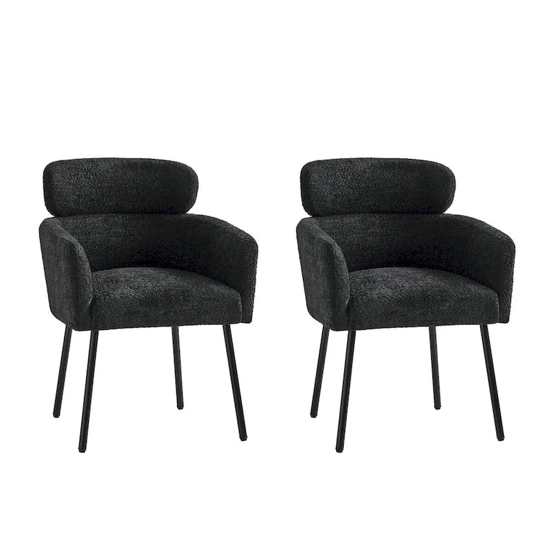 Amos Modern Boucle Dining Chair with Adjustment Feet Set of 2