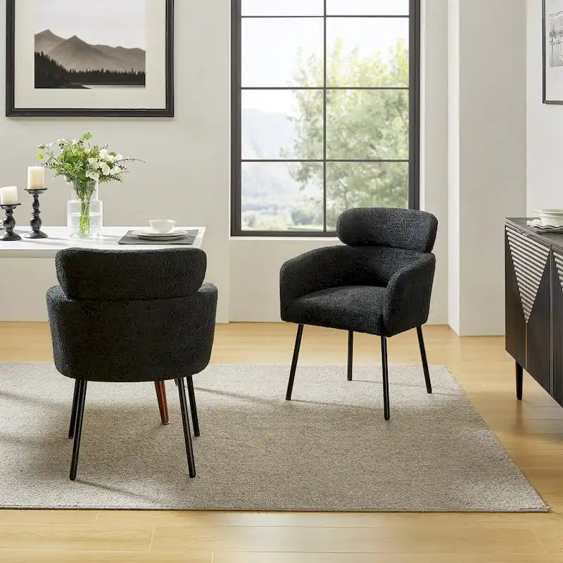 Amos Modern Boucle Dining Chair with Adjustment Feet Set of 2