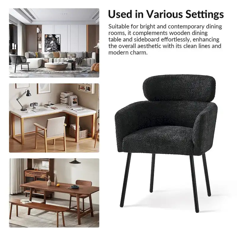 Amos Modern Boucle Dining Chair with Adjustment Feet Set of 2