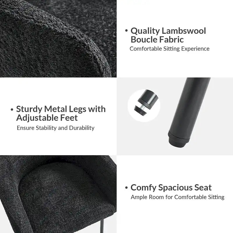 Amos Modern Boucle Dining Chair with Adjustment Feet Set of 2