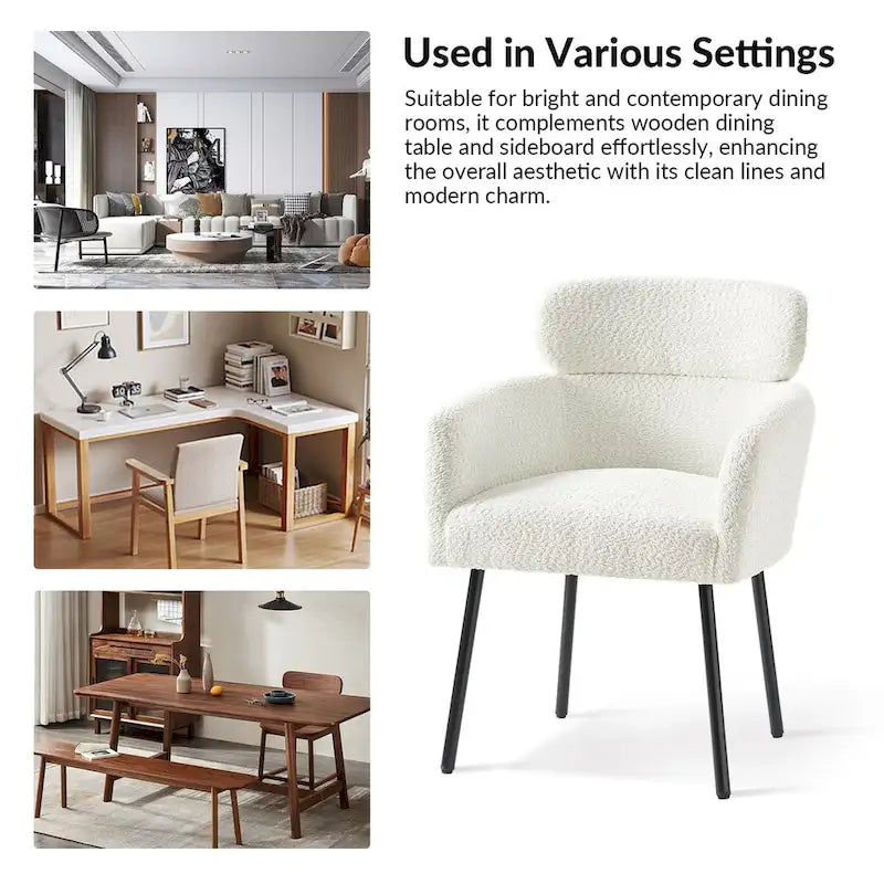 Amos Modern Boucle Dining Chair with Adjustment Feet Set of 2