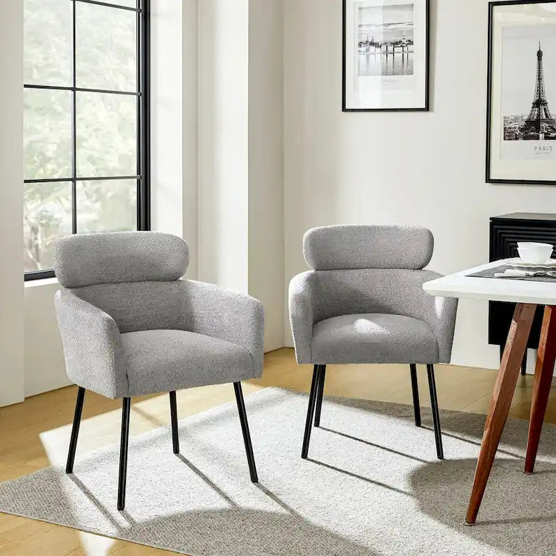 Amos Modern Boucle Dining Chair with Adjustment Feet Set of 2