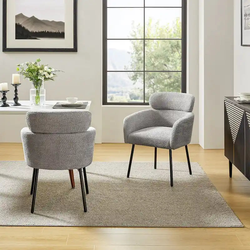 Amos Modern Boucle Dining Chair with Adjustment Feet Set of 2
