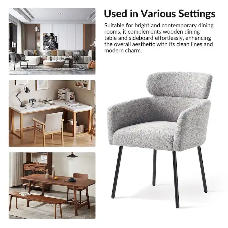 Amos Modern Boucle Dining Chair with Adjustment Feet Set of 2