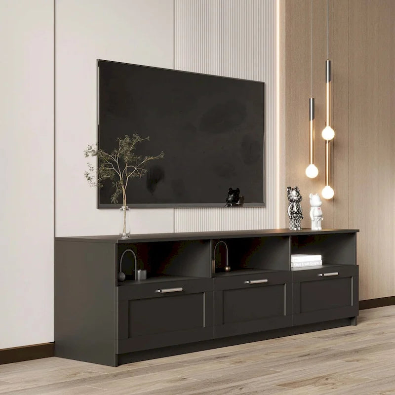 White modern minimalist TV cabinet 80 inch TV stand