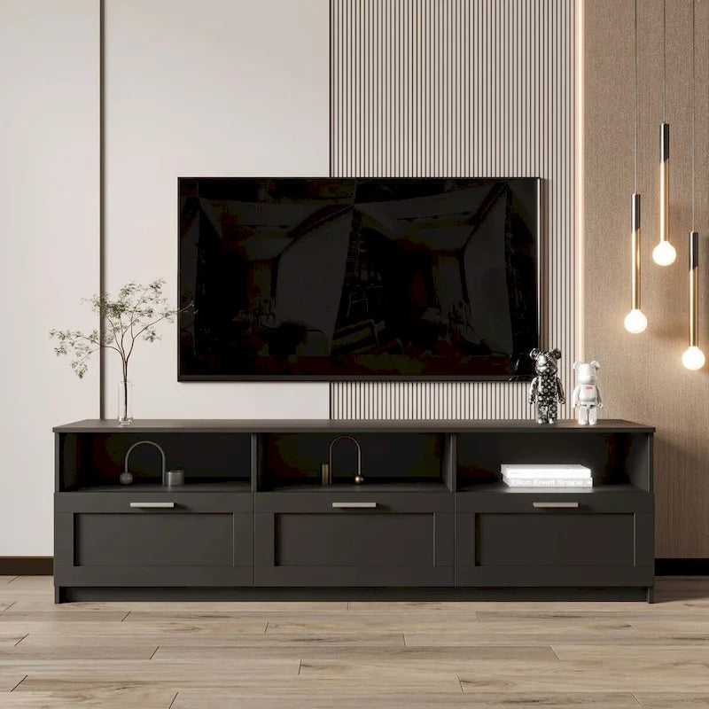 White modern minimalist TV cabinet 80 inch TV stand